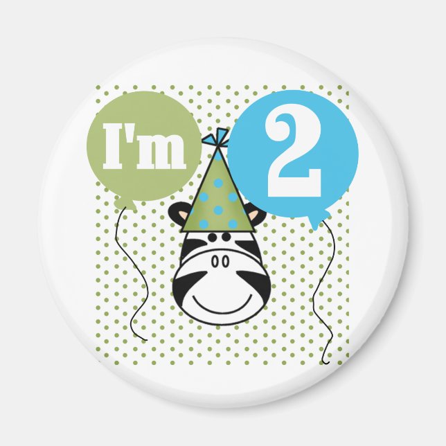Zebra 2nd Birthday T-shirts and Gifts Magnet (Front)