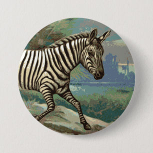 Zebra 3 Inch Round Button