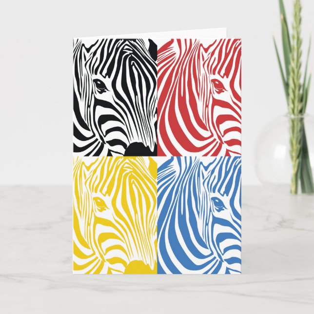 Zebra 4-Coloured Greetings Card (Front)