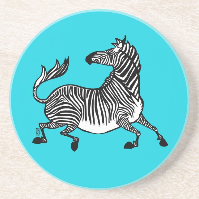 Zebra 4 Sandstone Coaster (Front)