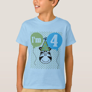 Zebra 4th Birthday T-shirts and Gifts