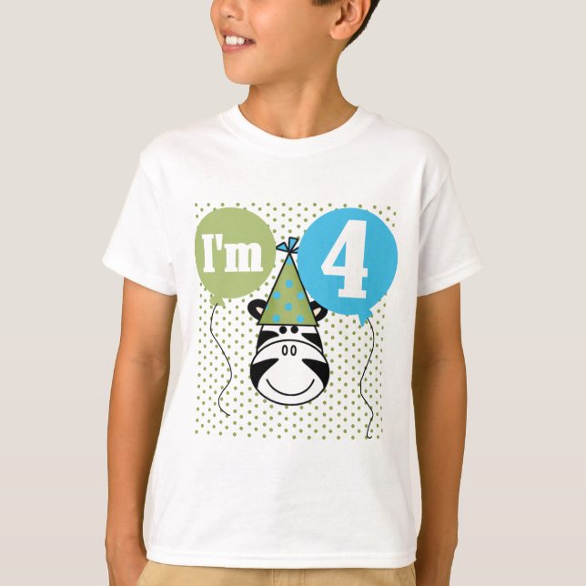 Zebra 4th Birthday T-shirts and Gifts (Front)