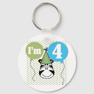 Zebra 4th Birthday T-shirts and Gifts Keychain