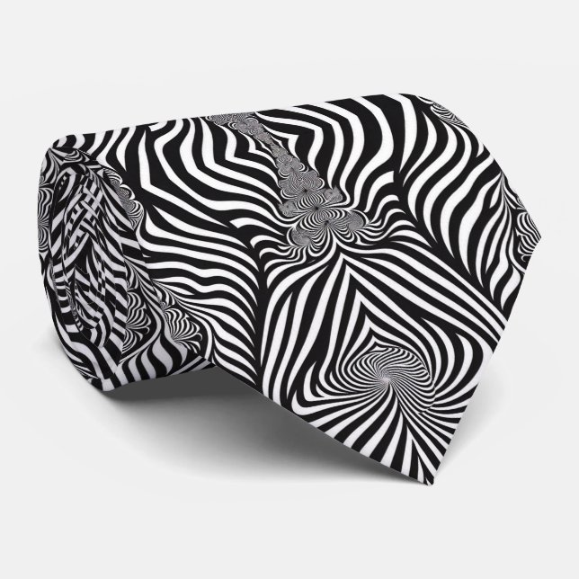 Zebra Abstract B&W Tie (Rolled)
