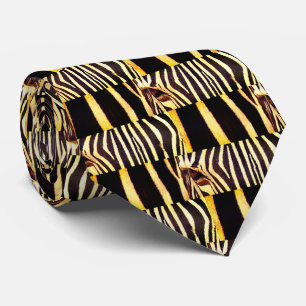 Zebra Abstract Print Tendy Neck Tie
