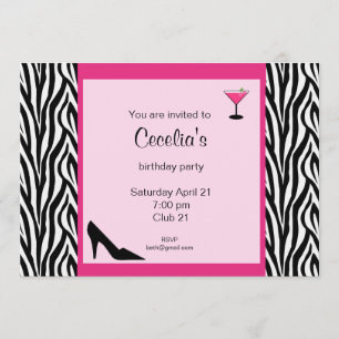 Zebra Adult Birthday Invitation (# INV 002)