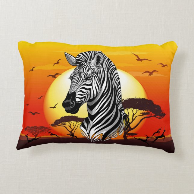 Zebra African Savanna Wild Animal Accent Pillow (Back)