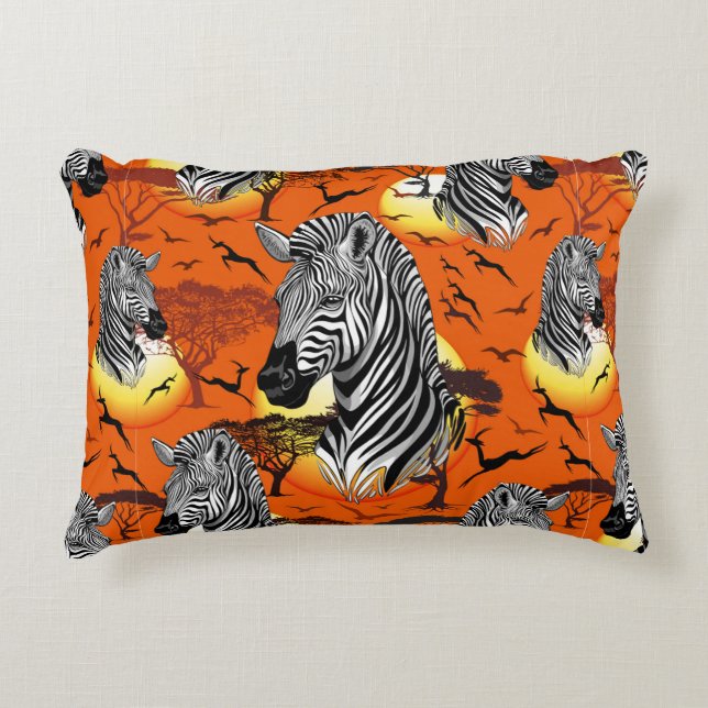 Zebra African Savanna Wild Animal Accent Pillow (Front)