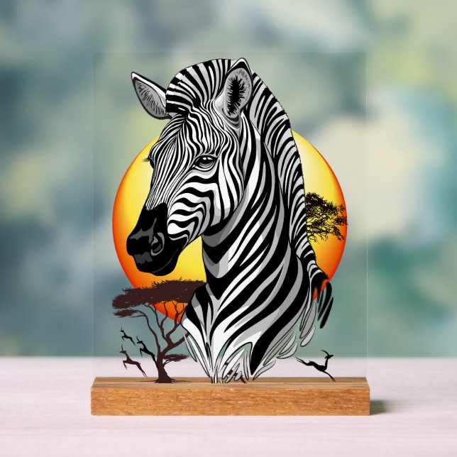 Zebra African Savanna Wild Animal Acrylic Sign (Neutral)