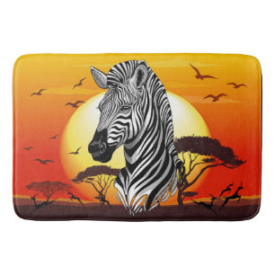 Zebra African Savanna Wild Animal Bath Mat