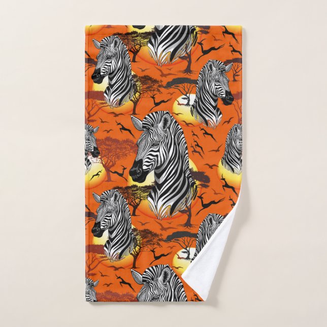 Zebra African Savanna Wild Animal Bath Towel Set (Hand Towel)