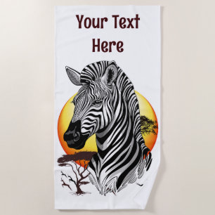Zebra African Savanna Wild Animal Beach Towel