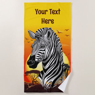 Zebra African Savanna Wild Animal Beach Towel