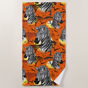 Zebra African Savanna Wild Animal Beach Towel