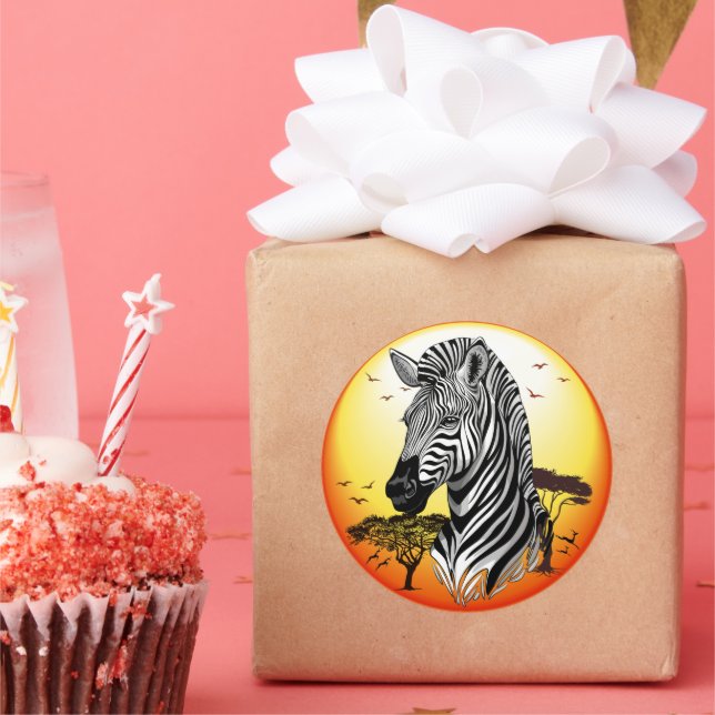 Zebra African Savanna Wild Animal Classic Round Sticker (Party)