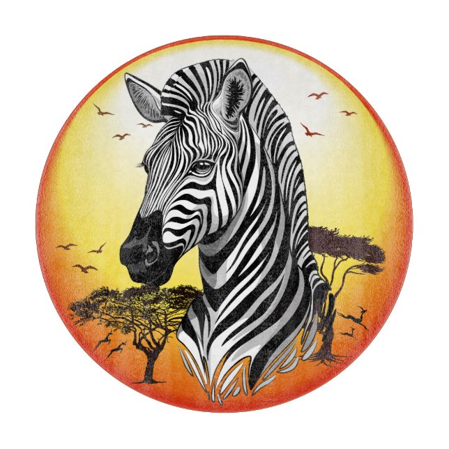 Zebra African Savanna Wild Animal Cutting Board (Front)