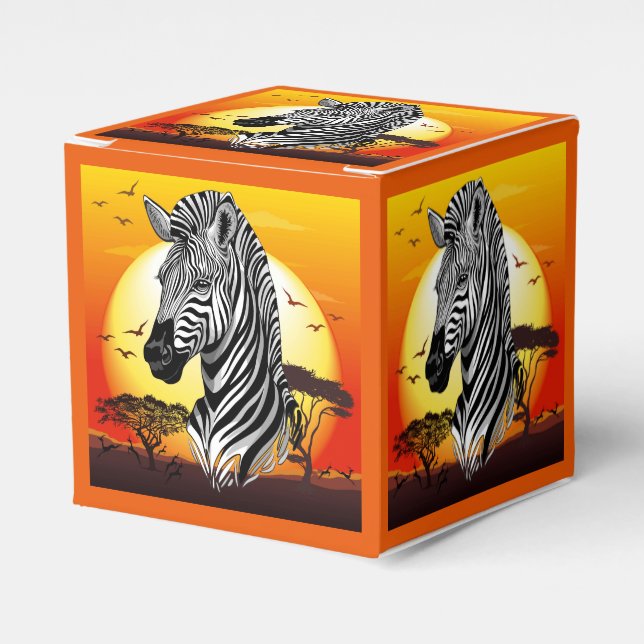 Zebra African Savanna Wild Animal Favor Box (Front Side)