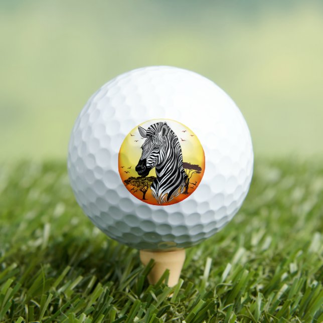 Zebra African Savanna Wild Animal Golf Balls (Insitu Tee)