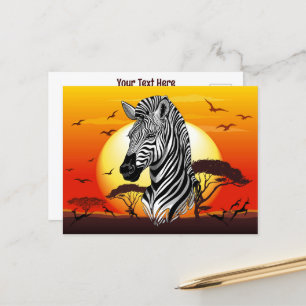 Zebra African Savanna Wild Animal Holiday Postcard