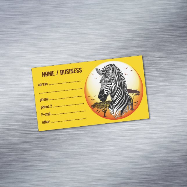 Zebra African Savanna Wild Animal Magnetic Business Card (In Situ)