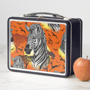 Zebra African Savanna Wild Animal Metal Lunch Box