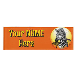 Zebra African Savanna Wild Animal Name Tag