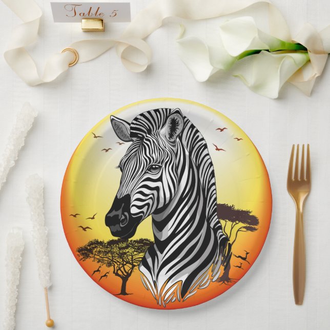 Zebra African Savanna Wild Animal Paper Plate (Wedding)