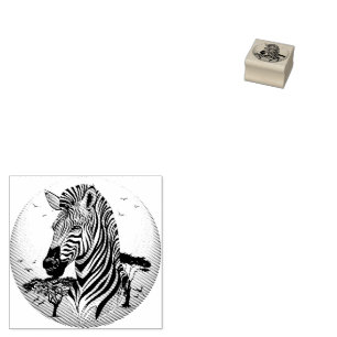 Zebra African Savanna Wild Animal Rubber Stamp
