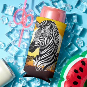 Zebra African Savanna Wild Animal Seltzer Can Cooler