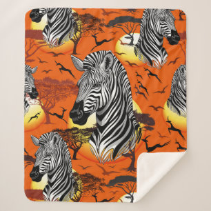 Zebra African Savanna Wild Animal Sherpa Blanket
