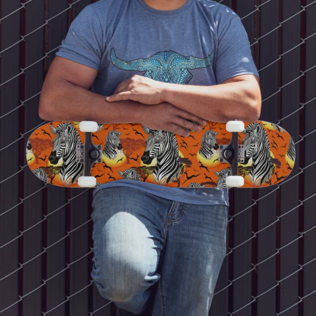 Zebra African Savanna Wild Animal Skateboard (Outdoor 3)