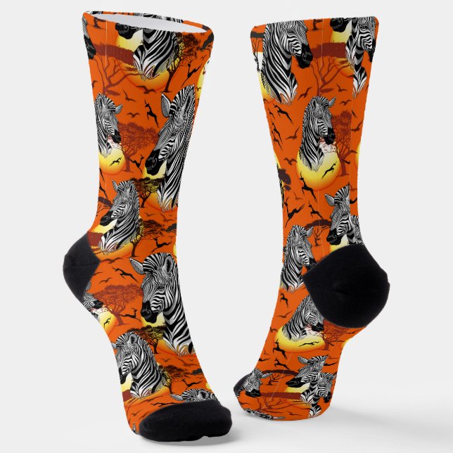 Zebra African Savanna Wild Animal Socks (Angled)