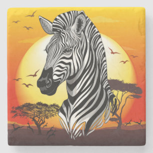 Zebra African Savanna Wild Animal Stone Coaster