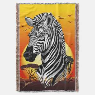 Zebra African Savanna Wild Animal Throw Blanket