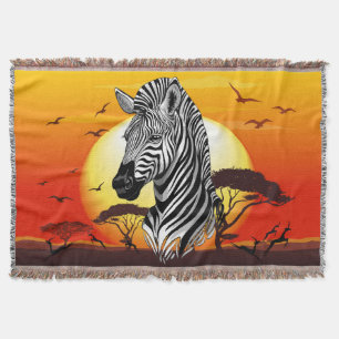 Zebra African Savanna Wild Animal Throw Blanket