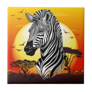 Zebra African Savanna Wild Animal Tile