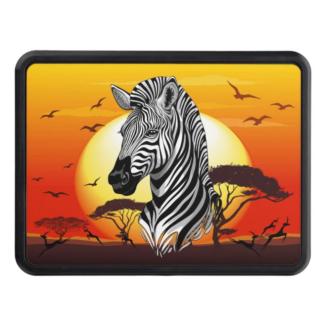 Zebra African Savanna Wild Animal Trailer Hitch Cover (Front)