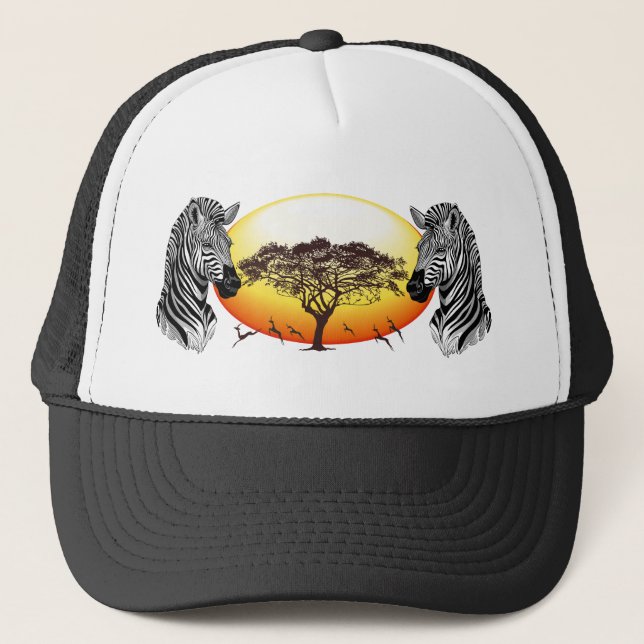 Zebra African Savanna Wild Animal Trucker Hat (Front)