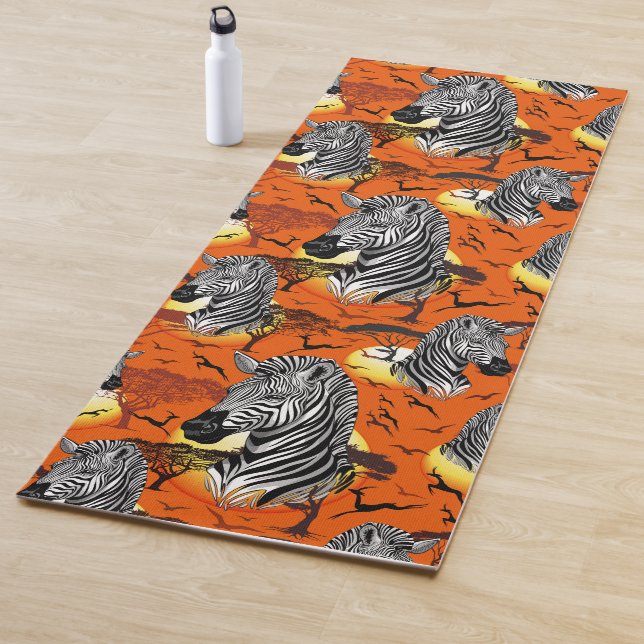 Zebra African Savanna Wild Animal Yoga Mat (In Situ)