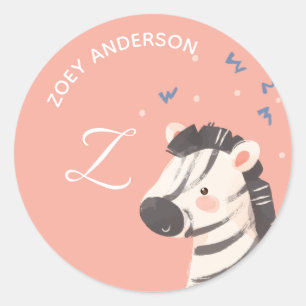 Zebra • Alphabet Monogram Cute School Daycare Classic Round Sticker