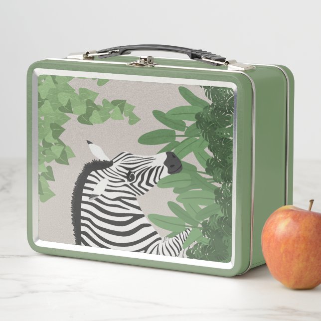 Zebra amongst Leaves Metal Lunch Box (In Situ)