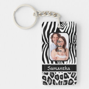 Zebra and cheetah print keychain