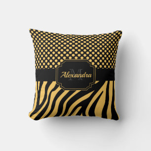 Zebra and Dots Throw Pillow