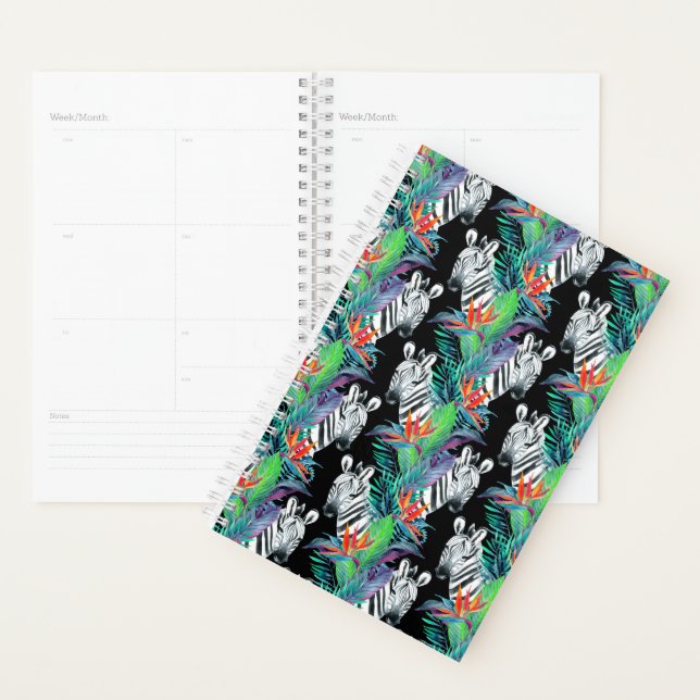 Zebra And Exotic Flowers Pattern Planner (Display)