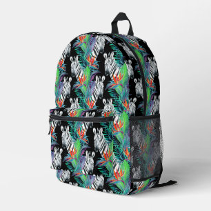 Zebra And Exotic Flowers Pattern Printed Backpack