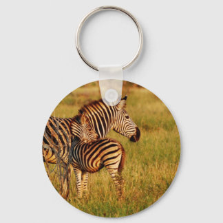 Zebra and foal - safari animals keyrings