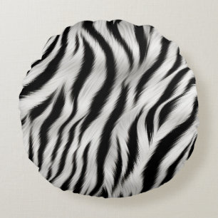 Zebra and Giraffe Print Round Pillow