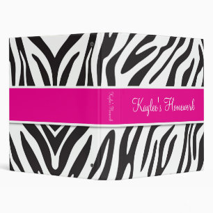 Zebra and Hot Pink Binder 1 inch