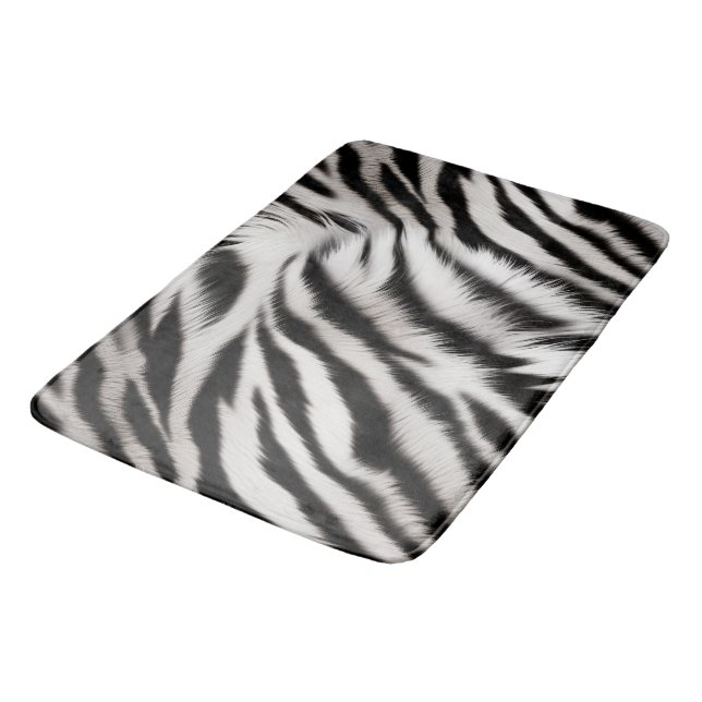 Zebra and Leopard Animal Fur Bath Mat (Angled)
