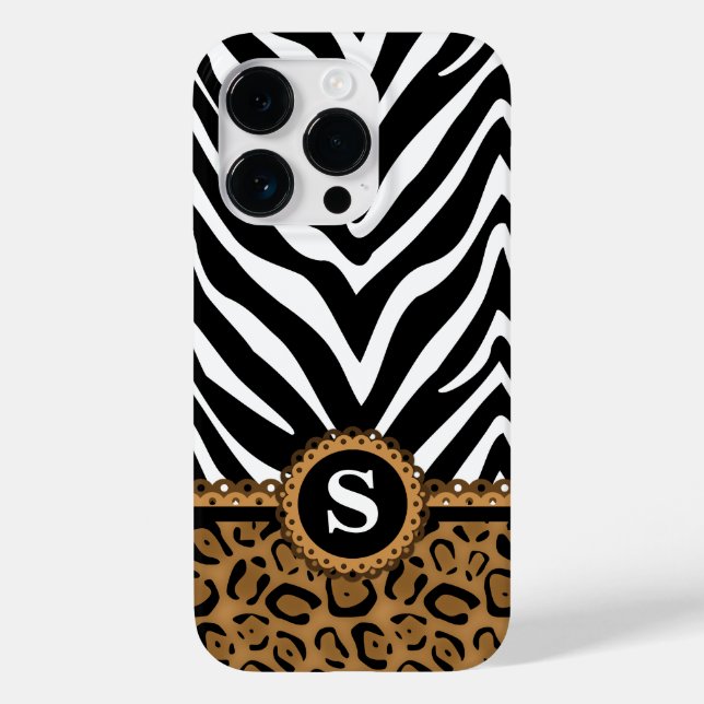 Zebra and Leopard Monogram Case-Mate iPhone Case (Back)